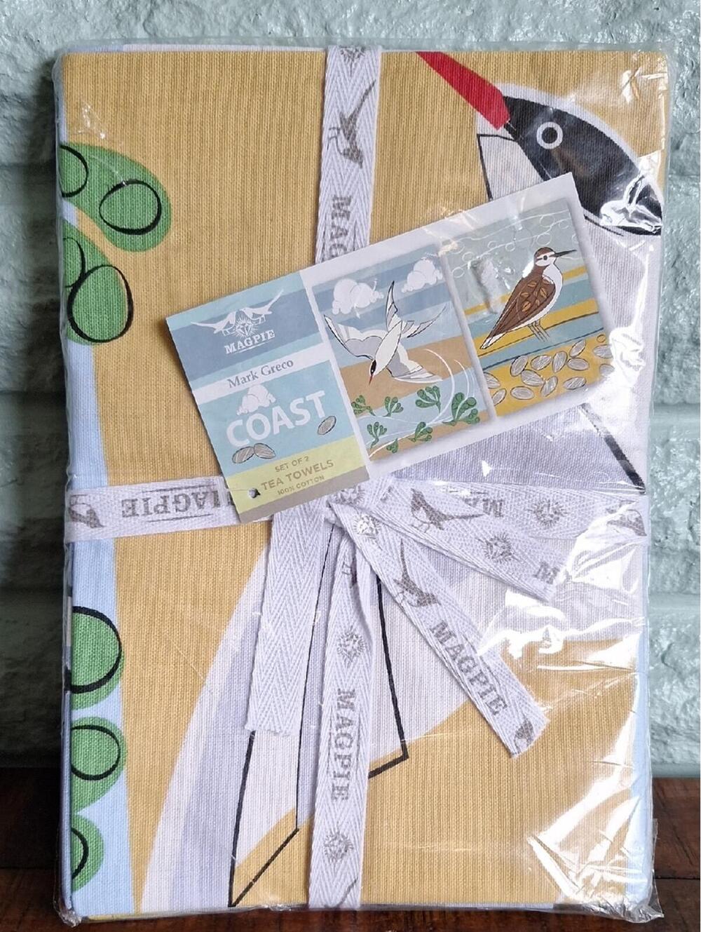 Nwt Magpie Mark Greco Bird Tea Towels